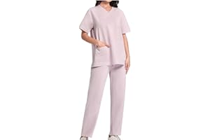 QZQZ Médicale Ensemble Uniformes Femme Blouse - Uniforme Médical avec Haut et Pantalon,Haut et Pantalons + Blouse Medicale Femme- Tenue Aide Soignante Professionnelle