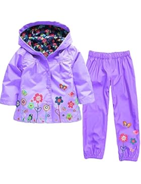 Timlung Kinder Mädchen 2tlg Bekleidungsset Regenjacke mit Kapuze + Regenhose