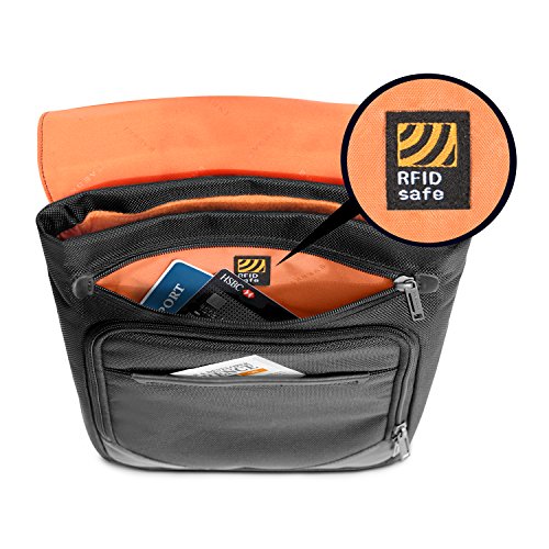 Everki Venue XL – Premium RFID Mini Messenger für iPad Pro 12 Zoll / Surface Pro / MacBook 12 Zoll / Tablet bis 13 Zoll mit durchdachtem Fächer-Konzept und weiteren hochwertigen Funktionen, Schwarz - 5