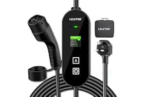 LCLCTEK® EV Charger Cable Type 2 to 3 Pin Plug 8-meter, Portable UK 3 Pin EV Charger, Electric Car Charger [6/8/10/13A], EV Car Charger with LED Display, IP66 Waterproof, Type 2 Cable EVs and PHEV