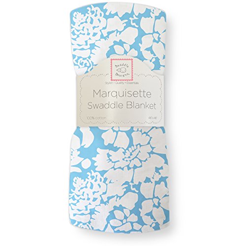 SwaddleDesigns Marquisette Swaddling Blanket, Premium Cotton Muslin, Blue Lush