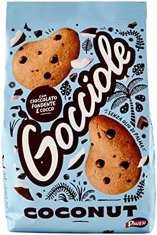 Pavesi Biscotti Frollini Gocciole Coconut, Biscotti da Colazione con Cioccolato Fondente e Cocco - 320 gr