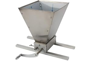 BAOCHADA Grain Crusher, Scrap Mill, Malt Mill with 4 L Funnel, Manual Grain Mill, Roller Mill, Feed Mill for Wheat Sesame with 2 Adjustable Stainless Steel Rollers, 3.6 kg/min, Silver