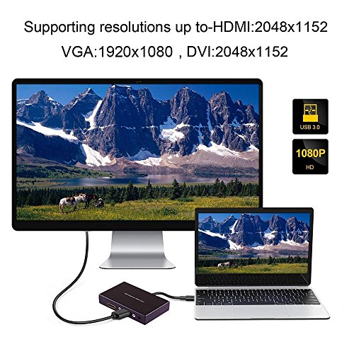 XinXu USB 3.0 auf HDMI / DVI / VGA Externe Video Grafikkarte Dual Monitor Adapter – Monitore bis zu 2048×1152 / 1920×1080 unterstützt XP / Vista / Windows 7 / Windows 8.1 / Windows 10 / Mac OS 10.6 - 5