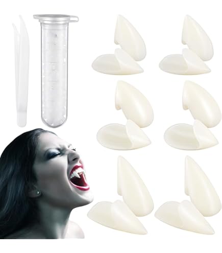 4 Paires Dents De Crocs De Vampire,Dents De Vampire Enfant Adulte,10 Feuilles Fausses Cicatrices,1 Tube Adhésif De Granules,dents De Vampire Realiste, Pour Partie Cosplay Crocs De Fête Halloween