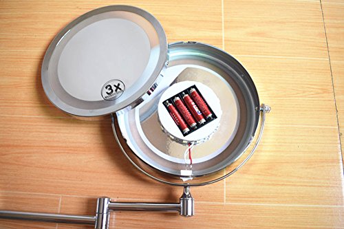 7″ LED Kosmetikspiegel 3fach+Nomal Doppelseitiger Beleuchtet Schminkspiegel zweiseitig Wandspiegel - 4