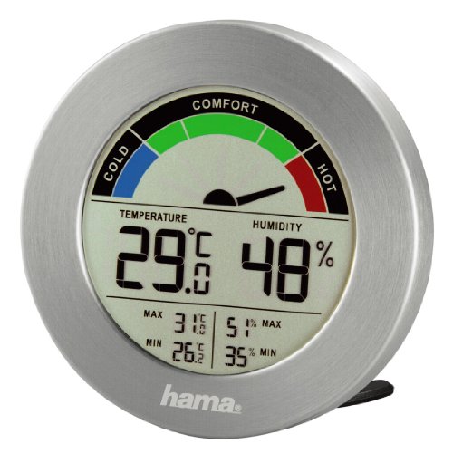 Hama Wetterstation mit Thermometer, Hygrometer und Raumklima-Anzeige, silber