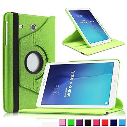 Infiland Samsung Galaxy Tab E 9.6 Hülle Case - PU Ledertasche lederhülle 360° Drehbarer Stand Cover Case Schutzhülle Tasche Etui für Samsung Galaxy Tab E T560N / T561N 24,3 cm (9,6 Zoll) Tablet-PC(Grün)