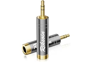 RIKSOIN Adapter jack 3,5 mm na 6,35 mm, 6,35 wtyczka jack adapter do słuchawek jack 3,5 [pozłacany, dźwięk Hi-Fi] do słuchawek, głośników, klawiatury, gitary elektrycznej/fortepianu (3,5 mm, 2 sztuki)