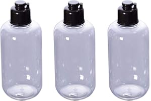 VASANA 3 x 300 ml leere nachfüllbare durchsichtige Kunststoff-Flasche mit Klappdeckel für Cosmetc., Weichmacher, Wasser, Flüssigkeiten, Toilettenartikel, Shampoo, Lotion, Duschgel