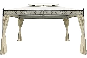 Yellowshop. Gazebo in ferro mt. 3x3 e 3x4 h. 2, 70 con teli laterali - Manaus colore Ecrù (Mt 3x3)