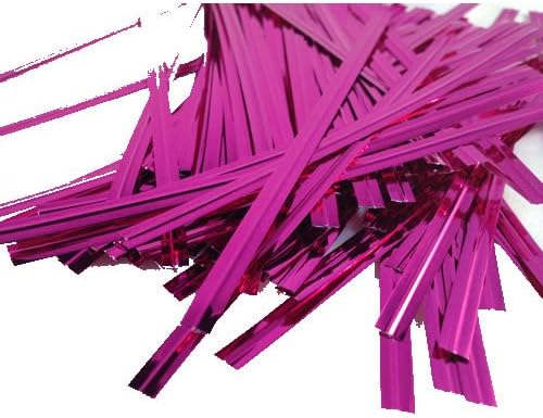 100 Pink 4" (100mm) Metallic Twist Ties / Bag Sealers Coloured Plastic with Wire
