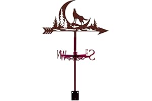 SUPERDANT Banderuola di Luna e Lupo in Metallo, Segnavento con Direzione per Montaggio Sul Tetto, Decorazioni