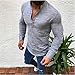 Produktbild Swallowuk Herren Langarmshirt Baumwolle Leinen V-Ausschnitt Slim Fit T-Shirt Oberteile Fitness Shirt Casual Pullover Sweatshirt (3XL, Grau)