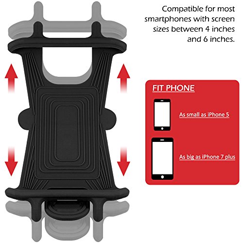 Supporto Bici Smartphone, AFUNTA 2 Packs Silicone Porta Bike Cellulare Mount Installa sul Manubrio per Biciclette il Support per Smartphone 4