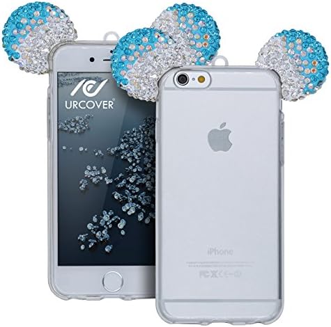 iPhone 6 Plus / 6s Plus Case, Urcover® TPU Silicone Bling Ear Cover [ Sparkle Mouse Ear ] Flexible Diamond Glitter Protective Fashion Case for Apple iPhone 6 Plus / 6s Plus - Light Blue Silver