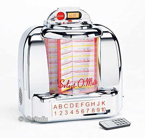 Steepletone Diner Retro 1950s American Style BT Bluetooth Compact Jukebox Wall Mountable or Table Top with FM Radio and…
