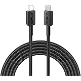Anker Type C to Type C Braided 6ft Black PD Cable, Super Fast Charging (50% Charge in 30 mins), Data Sync Compatibility & Pow
