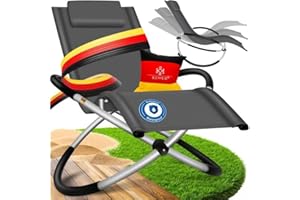 KESSER® Leżak relaksacyjny | leżak ogrodowy | krzesło ogrodowe | składane | leżak zamachowy | ergonomiczny fotel relaksacyjny | odporny na warunki atmosferyczne | obciążenie 180 kg, Antracyt