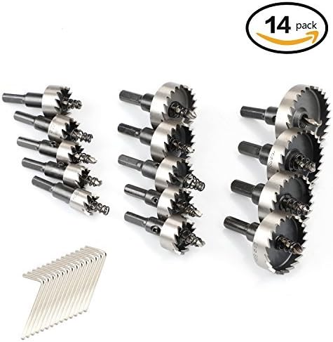 Hole Saws 14pcs HSS Hole Cutters Drill Bits, Budalga Stainless High Speed Steel Hole Saws Cutter Drill Bits Set for Stainless Steel Iron Plate Copper ( ≤2mm) 16~53mm