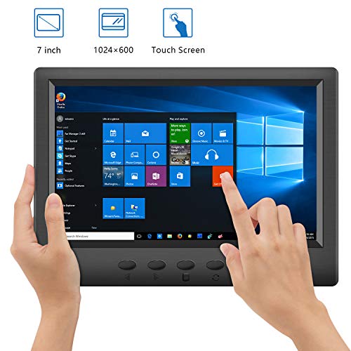 CHORTAU Monitor Gaming PC 7 Pollici Touch Screnn Display LCD FHD 1024x600 Pixel 16: 9, monitor da gioco Ultra-sottile da 3,8 mm Leggero con altoparlante incorporato, VGA/HDMI/VA/BNC/Ingresso