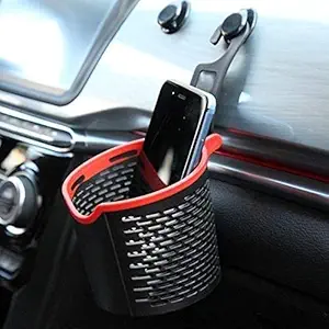 GOLSM Car Universal Cup Holder Seat Back Side Hook Organize Storage Basket Pen, Headphone, Etc Storage Black for Honda Jazz 2015