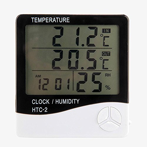 Gazechimp Digital LCD Thermometer Hygrometer Clock Uhr für Haus Reptile - 2