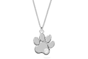 Goldene Hufeisen Paw with Zirconia Pendant 40 cm Chain 925 Sterling Silver Paw Girls Boys, Sterling Silver Cubic Zirconia, Cubic Zirconia