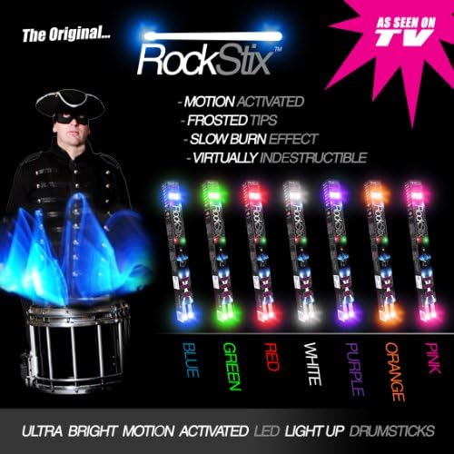 2 PAIRS of RockStix- LED Light Up Drumsticks (UV Purple and Brilliant White)