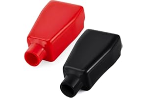 KIPTVO 2PCS Auto Battery Terminal Covers, Rubber Positive Negative Insulating Stud Covers Motorbike Battery Cover, Flexible Battery Protective Cover, for Motorbike Car Truck Marine Boat Camper