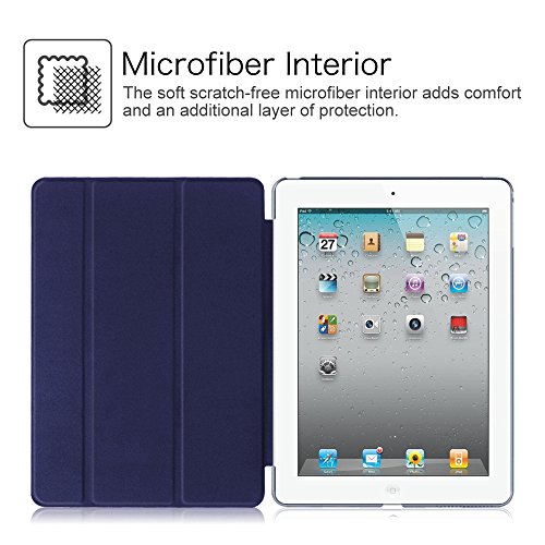 Fintie iPad 2 / 3 / 4 Hülle Case – Ultra Slim Superleicht Schutzhülle mit Lichtdurchlässig Rückseite Abdeckung Smart Cover Tasche mit Auto Schlaf / Wach und Standfunktion für Apple iPad 2 / iPad 3 / iPad 4 Retina Tablet, Marineblau - 8