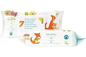 Nuby Dr. Talbot's - Lingettes bébé - Lingettes humides jetables - Lingettes à l'aide d'ingrédients naturels et Citroganix™ - 2x80 pièces - 0+ mois