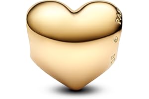 Pandora Moments Be Love Gravierbares Herz Charm aus Sterling Silber mit vergoldeter Metalllegierung, Kompatibel mit Pandora Moments Armbänder, 763439C00