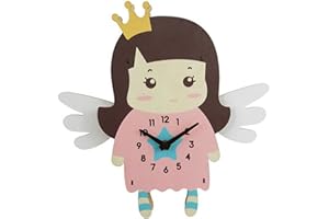 EXQULEG Kinder-Wanduhr, 3D Doppelschicht Design Holz Wanduhr,Lautlos Uhrwerk, Kinderuhr, Wanddeko für das Kinderzimmer (Winkel)