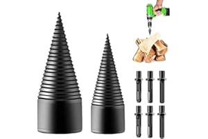 YEJAHY Fendeur de bûches 32 mm + 42 mm avec 6 poignées de perçage, fendeur de bois conique, fendeur de bois de chauffage, foret précis et rapide, pour fendeur de bois électrique