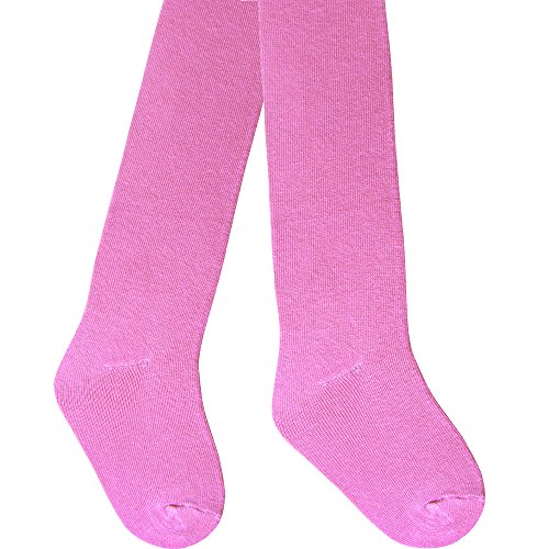 Baby Girls Super Soft Cotton Rich Plain Everyday Comfort Tights (12-18 Months, Candy Pink)