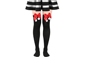 LXONTSG Rodilla Calcetines Navideño, 1 Pares Medias Fiesta Navideño, Calcetines Largos Navideño, Largos Rayado Calcetines, Navidad Largas Medias, sobre Rodilla Medias, para Niñas y Mujeres (Negro)