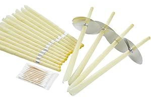 Rimiko Lot de 16 Bougie Oreilles, Cônes de Bougies Auriculaires en Cire d'Abeille Naturelle, Bougie Hopi Non Toxique avec Disques de Protection de Sécurité, 2 Patch Détox Pieds Offerts