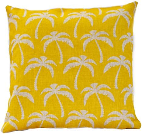 TAOSON Yellow and Beige Coconut Trees Cotton Linen Throw Pillow Case Pillow Cover Decorative Cushion Cover Square 18x18 Inch 45x45cm