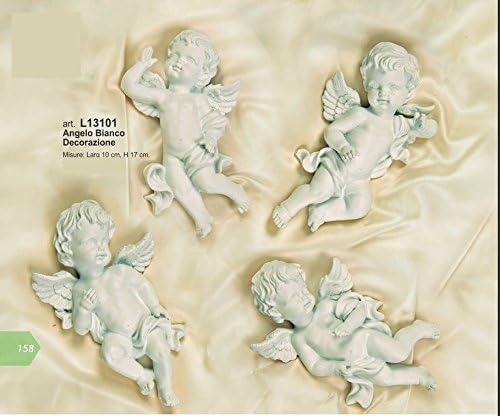 4 PIECES Cherub white resin plate decoration SHABBY CHIC 17 cma