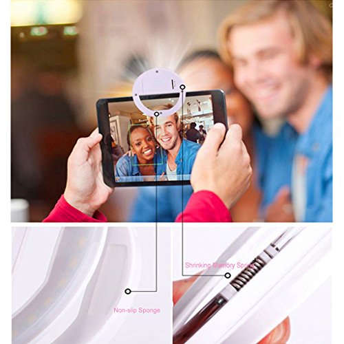 Selfie Light  MindKoo 36 LED Flash Anillo Selfie Clip de Ring Fill Luz Autom  tico Autofoto Speedlite Port  til Mini Spot Luz de Relleno para iPhone 7 6S  Xiaomi 5  Huawei P8  Samsung Note 5  etc