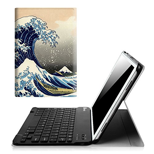 Fintie Blade X1 Samsung Galaxy Tab A 10.1 Bluetooth Tastatur Hülle Keyboard Case - Ultradünn leicht SmartShell Ständer Schutzhülle mit magnetisch abnehmbar drahtloser Deutsche Bluetooth Tastatur für Samsung Galaxy Tab A 10,1 Zoll T580N / T585N Tablet (2016 Version), Die Wellen