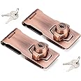 2 Packs Keyed Hasp Locks Twist Knob Keyed Locking Hasp for Small Doors, Cabinets and More,Stainless Steel Steel, Chrome Plated Hasp Lock Catch Latch Safety Lock (Copper 4inch)