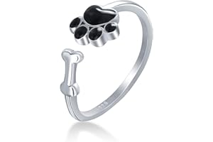 Qings Anillo Animal Ajustables Abierto para Mujer Niñas Plata de Ley 925 Gato Perro Huella Pez Koi Carpa Delfin Anillo Pulgar Animal Mapache Panda Oso Lindo Navidado Joyería Regalos para Hija Madre