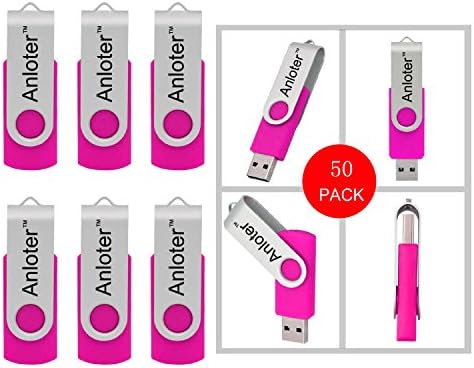 Anloter™ 50 Pack Nice Swivel Design New USB Flash Drive Memory Stick Fold Storage Thumb Stick Pen (4GB, Pink)
