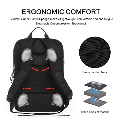 WIWU 15 Zoll für MacBook 15,4″ Damen Herren Rucksack Business Backpack Laptop Tasche Daypack Tagesrucksack zur Arbeit und Uni Slim Eleganter Stil (Grau, 15,4 Zoll) - 5