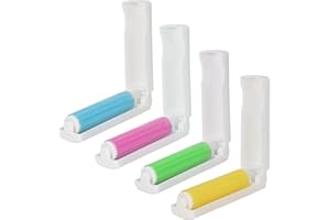 TOLENRE 4 Stück Fusselrolle Wiederverwendbare, Waschbare Fussel-Rolle Klebrige Abwaschbar Staub Fusselrolle Faltbare Sticky Roller Portable-Lockenwickler mit Abdeckung für Saubere Möbel, Teppiche, Kleidung