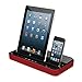 Produktbild Dual Ladegerät mit Lautsprecher Docking Station - Ladestation Charger Dock Speakers für iPhone 8 X Plus, 7/6/5, iPad 4 Mini Air Pro mit Lightning, Samsung Galaxy HTC Android Smartphone mit Micro-USB