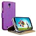 Whaletraders Samsung Galaxy S4, S3, S4 mini, S3 mini and Galaxy Note 3 III Wallet Case Cover Pouch With Free Screen Protector and Mini Stylus (Samsung S4, Purple Wallet)
