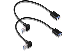 S SIENOC Adapter kątowy USB 3.0 30 cm – adapter kątowy 90° – wtyczka A do gniazda A – kompatybilny ze wszystkimi kablami USB – optymalne prowadzenie kabla (2 sztuki kabli do gniazda A)